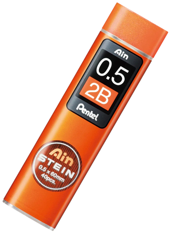 Grafity 0.5 mm 2B Ain Stein - fiolka 12 pręcików C275S-2BO, Pentel
