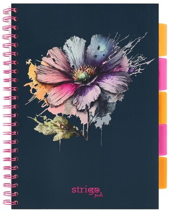 Kołonotes Project Book A4 Kwiaty Granatowy 100k kratka 80g, Strigo