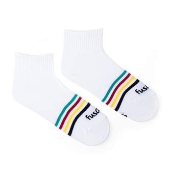 Tříčtvrteční ponožky Proužek bílý Bílé XL (47-50)