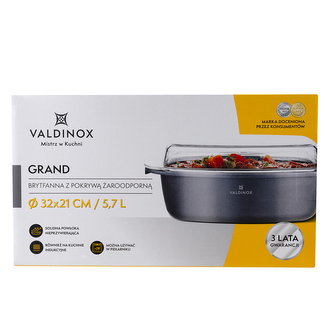VALDINOX GRAND BRYTFANNA 32x21CM PROSTOKĄTNA Z POKRYWĄ ŻARO (5,7L+2,4L)
