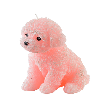 Świeca Figurka ANIMALS PIES PUDEL 13x13cm różowa parafinowa