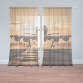 Záclony Letadlo přistávající při západu slunce: 2ks 150x250cm