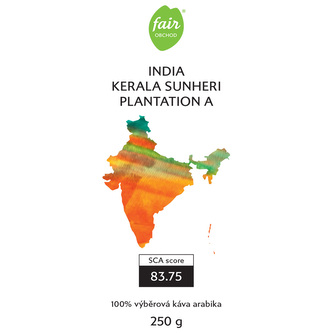 Fairobchod Bio zrnková káva India Kerala Sunheri Plantation A, 250 g Fairobchod Bio zrnková káva India Kerala Sunheri Plantation A, 250 g