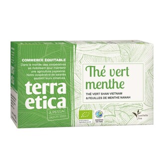 Terra Etica Bio zelený čaj s mátou nana z Vietnamu, sáčky 20 x 1,8 g