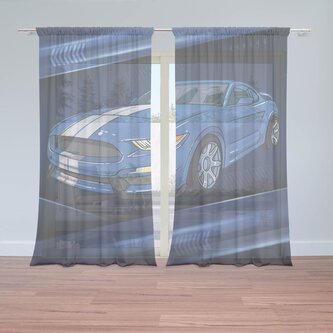 Záclony Mustang Modré pozadí s pruhy: 2ks 150x250cm