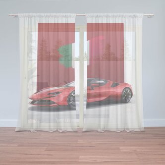 Záclony Ferrari Italská vlajka na červeném bloku: 2ks 150x250cm