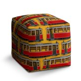 Taburet Cube Pražské historické tramvaje Žlutý Pattern: 40x40x40 cm
