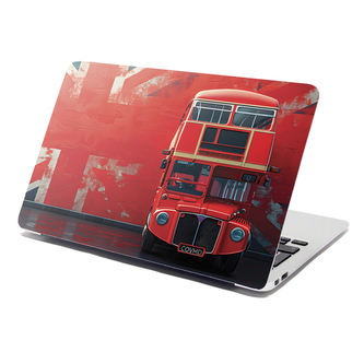Samolepka na notebook Červený patrový autobus Vlajka: 29x20 cm Samolepka na notebook Červený patrový autobus Vlajka: 29x20 cm