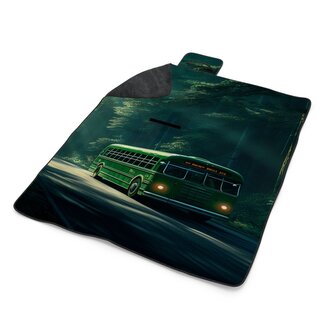 Plážová deka Zelený autobus v lese: 200x140 cm