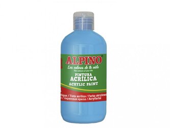 Láhev akrylové barvy do školy 250ml. modrá azurová