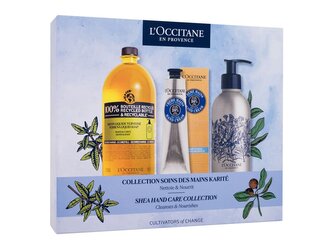 L'Occitane Shea krém na ruce Shea Hand Cream 75 ml + tekuté mýdlo Verveine Liquid Soap Hands & Body 500 ml + dávkovač na mýdlo 250 ml