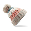Čepice s bambulí Beechfield Corkscrew Beanie - béžová-růžová