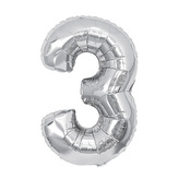 Narozeninový balónek, stříbrný 40" číslo 3