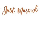 Baner Just Married różowe złoto 20x77cm