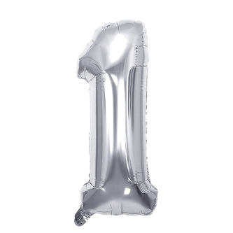 Narozeninový balónek, stříbrný 40" číslo 1