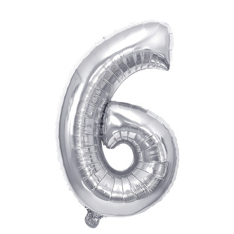 Narozeninový balónek, stříbrný 40" číslo 6