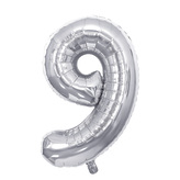 Narozeninový balónek, stříbrný 40" číslo 9