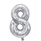 Narozeninový balónek, stříbrný 40" číslo 8