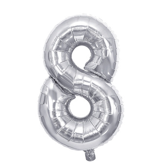 Narozeninový balónek, stříbrný 40" číslo 8