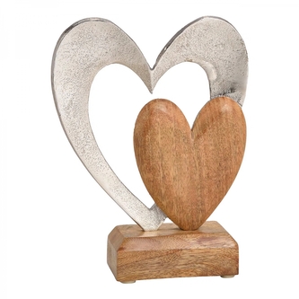 Srdce metal mango dřevo 21 cm