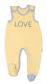 Kojenecké bavlněné dupačky Baby Nellys, Love - žluté, vel. 62; 62 (2-3m)