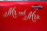 Naklejka ślubna na samochód - Mr. and Mrs.