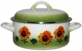 Metalac Slunečnice, mělký smaltovaný kastrol Standard s poklicí 18 cm, 2,2 l