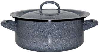 Metalac Kámen, mělký smaltovaný kastrol Klasik s poklicí 18 cm, 2 l