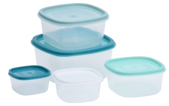 KOOPMAN, Sada plastových dóz 5 ks s víky