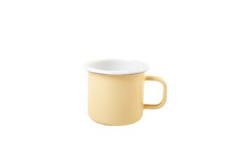 Olymp, Jihočeský plecháček, smaltovaný hrnek 8 cm, 0,4 l, světle žlutý s bílým lemem 219/03c II. jakost