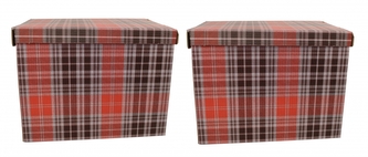 DUE ESSE, Set 2ks skladovacích úložných krabic 42x32x32 cm, skotské kostky
