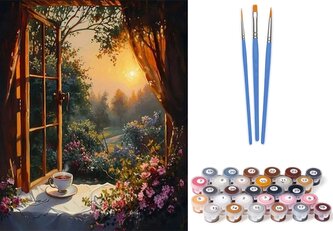 NORIMPEX Malování podle čísel: Pohled z okna, plátno na rámu 40x50 cm