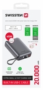 SWISSTEN POWER BANK 20000 mAh 45W S INTEGROVANÝM KABELEM USB-C VESMÍRNĚ STŘÍBRNÁ
