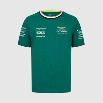 Týmové tričko Fernando Alonso - Aston Martin F1 Team zelené - M