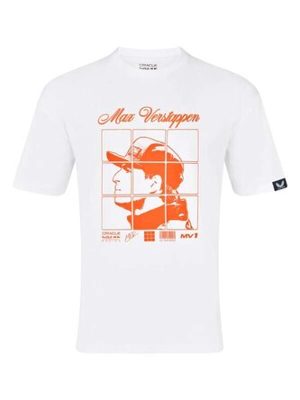 Tričko Oracle Red Bull Racing - Max Verstappen MV1 bílé - M