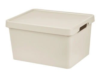 Úložný box MAYA L s víkem - 16,2 l krémová