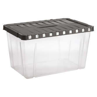 Úložný box s otevíracím víkem LINEA DOUBLE 54 l transparent/grafit