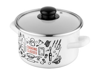 HRNEC SMALTOVANÝ S POKLIČKOU 16 CM 2,1L KITCHEN WHITE