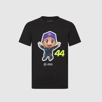 Dětské tričko Lewis Hamilton - Mercedes AMG F1 černé - 128 CM