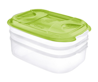 Set dóz NUVOLA PLUS 1+1+2 L transparentní/zelená