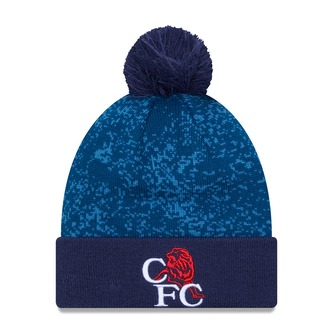 Zimní čepice CHELSEA RETRO modrá s bambulí