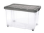 Úložný box s klipem a kolečky PUZZLE 60 l transparent/šedá