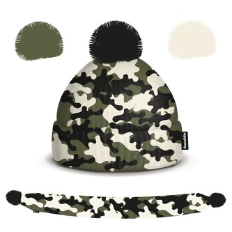 Dětský set čepice + šála Maskáč zimní Béžové