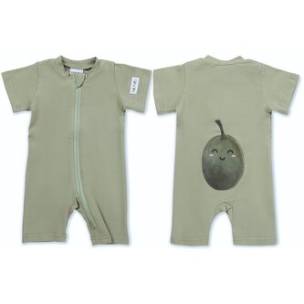 Moniel Dětský overal s krátkým rukávem Oliva Olive