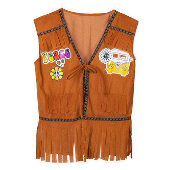 Boland Hnědá vesta hippie s třásněmi velikost M/L