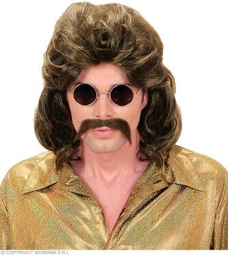 Widmann Paruka pánská retro hnědá s knírem