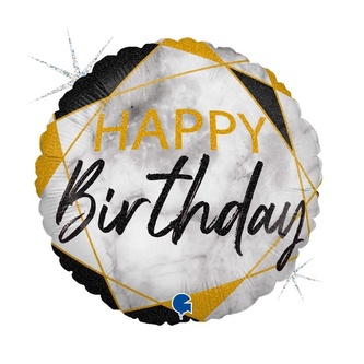 Foliový balonek mramorový Happy Birthday Černý, 45 cm Foliový balonek mramorový Happy Birthday Černý, 45 cm