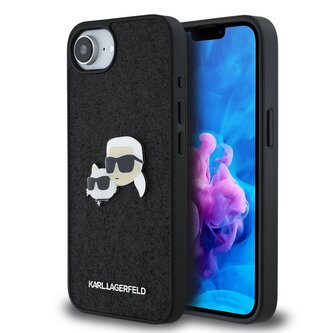 Karl Lagerfeld Fixed Glitter Metal K&CH Zadní Kryt pro iPhone 16e Black