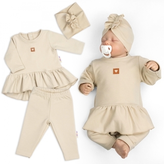 Luxusní bavlněná sada, 3D, NATURE - béžová, vel. 68; 68 (3-6m)