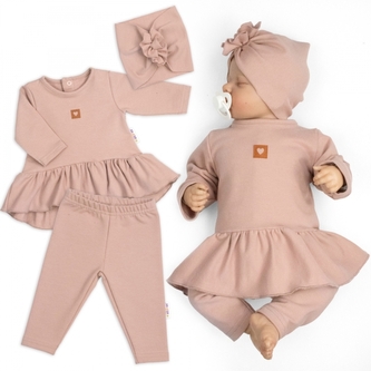 Luxusní bavlněná sada, 3D, NATURE - pudrově růžová, vel. 74; 74 (6-9m)